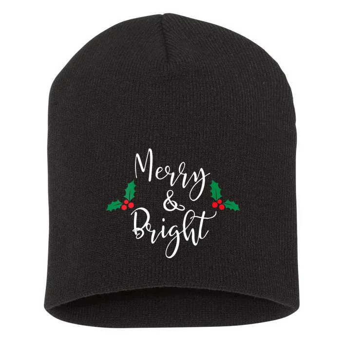 Merry And Bright Christmas Vneck Short Acrylic Beanie