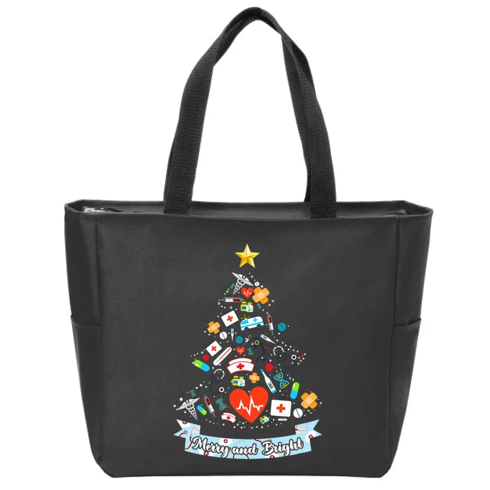 Merry And Bright Nurse Christmas Costume Zip Tote Bag