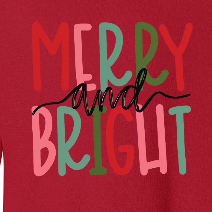 Merry And Bright Christmas Women Girls Cute Toddler Sweatshirt