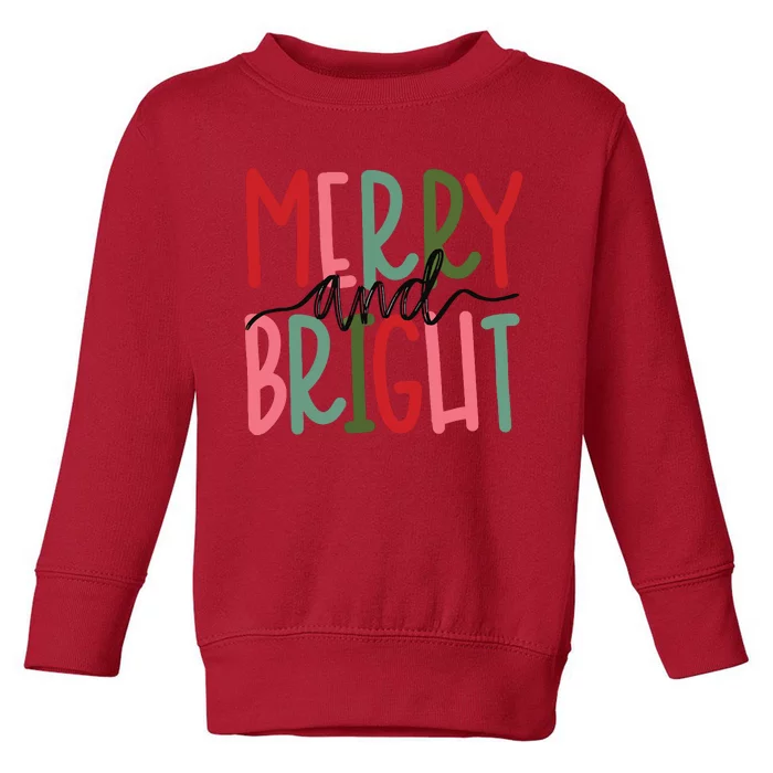 Merry And Bright Christmas Women Girls Cute Toddler Sweatshirt