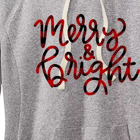 Merry And Bright Plaid Christmas Winter Festive Graphic Women's Fleece Hoodie