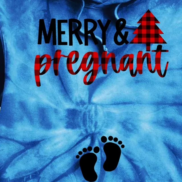 Merry And Bright Pregnant Christmas Pregnancy Announcement Tie Dye Hoodie