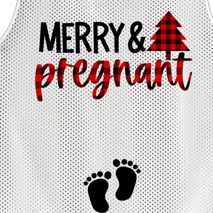 Merry And Bright Pregnant Christmas Pregnancy Announcement Mesh Reversible Basketball Jersey Tank