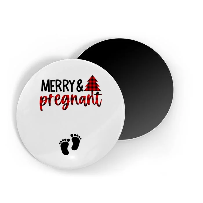 Merry And Bright Pregnant Christmas Pregnancy Announcement Magnet