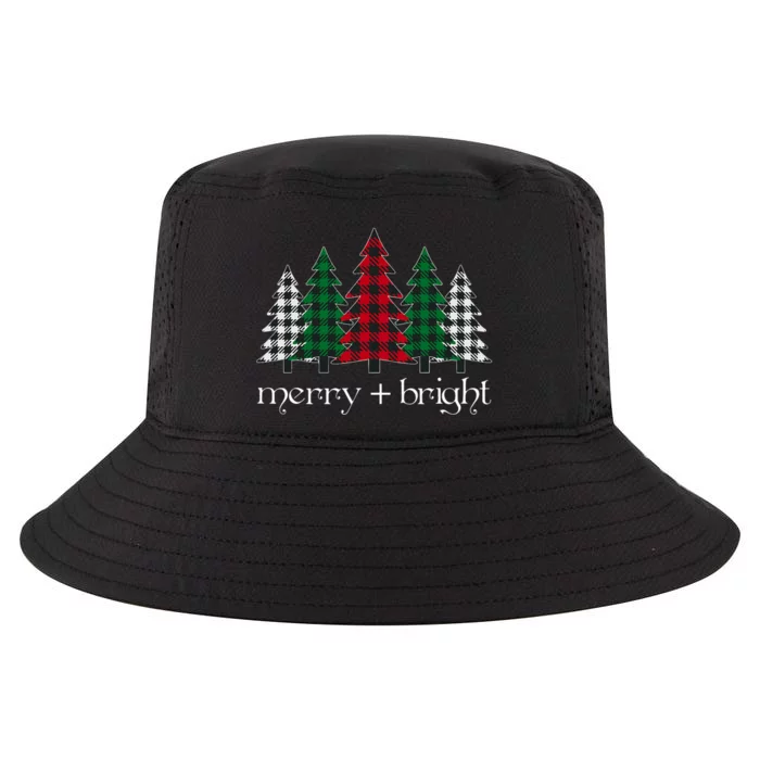 Merry And Bright Red Buffalo Plaid Christmas Trees Cool Comfort Performance Bucket Hat