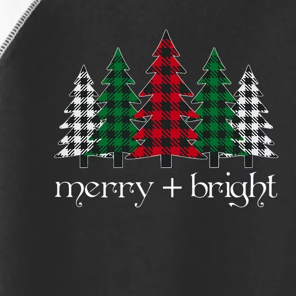 Merry And Bright Red Buffalo Plaid Christmas Trees Toddler Fine Jersey T-Shirt