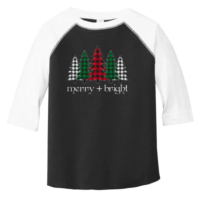 Merry And Bright Red Buffalo Plaid Christmas Trees Toddler Fine Jersey T-Shirt