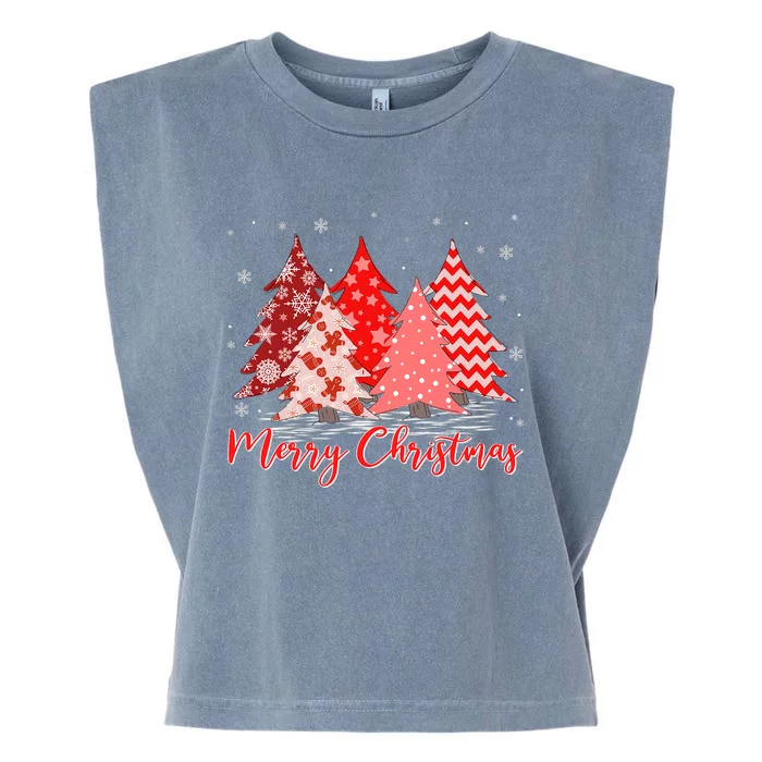 Merry And Bright Red Christmas Tree Red Christmas Costume Garment-Dyed Women's Muscle Tee