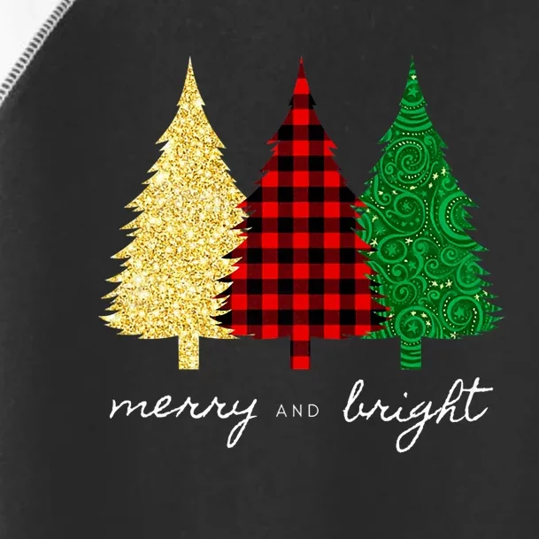 Merry And Bright Red Yellow Green Christmas Trees Premium Toddler Fine Jersey T-Shirt