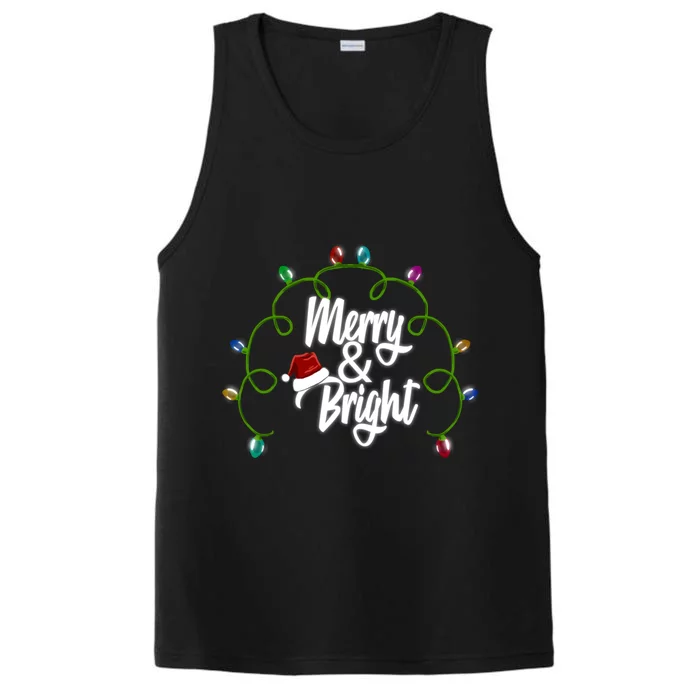 Merry And Bright Santa Hat Colorful Lights Christmas Gift Performance Tank