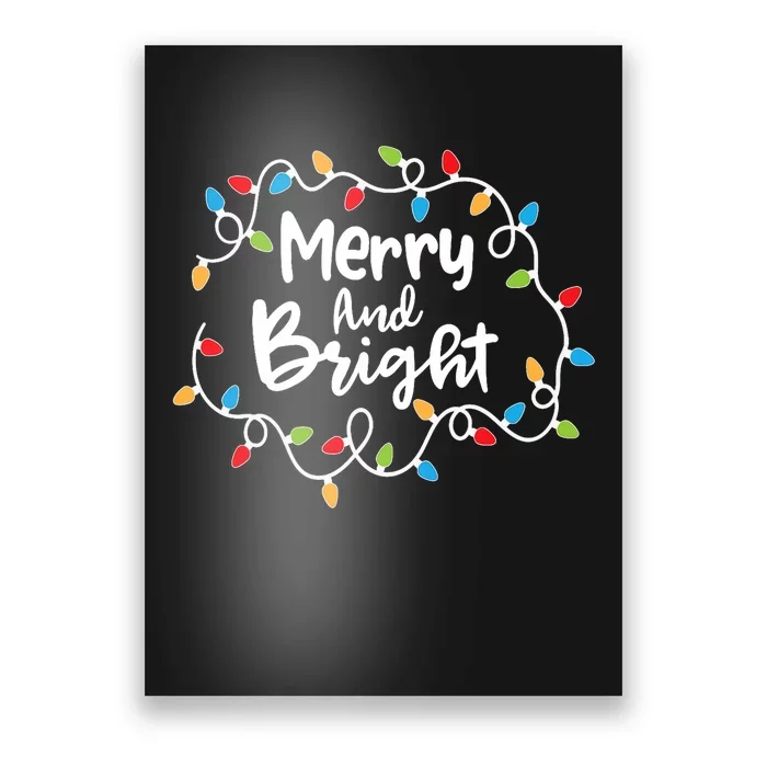 Merry And Bright Santa Christmas Xmas Lights Pajamas Holiday Poster