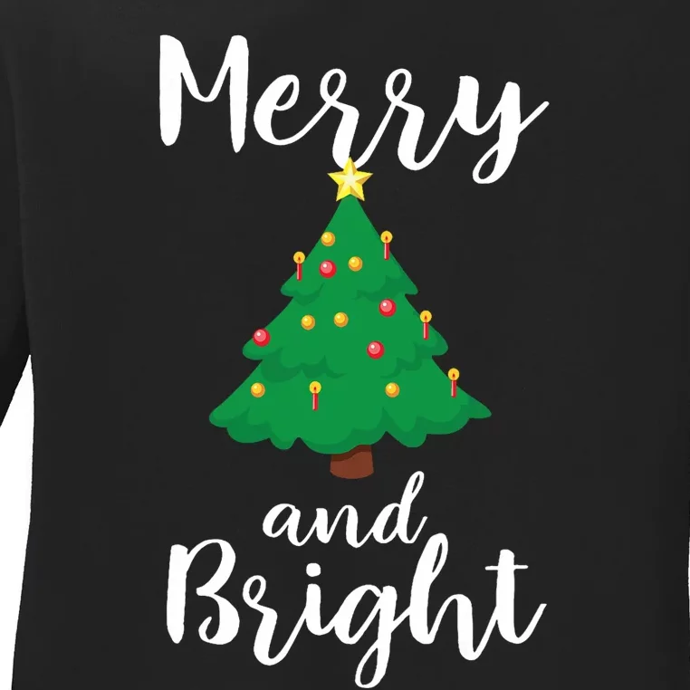 Merry And Bright Christmas Ladies Long Sleeve Shirt