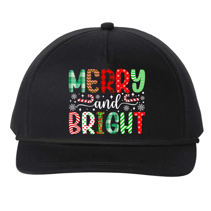 Merry And Bright Cute Christmas Holiday Long Sleeve Snapback Five-Panel Rope Hat