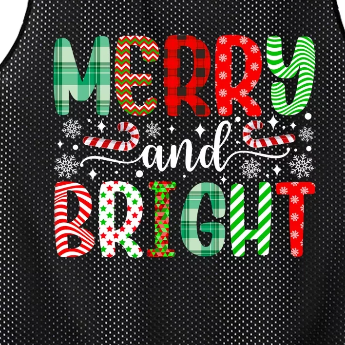 Merry And Bright Cute Christmas Holiday Long Sleeve Mesh Reversible Basketball Jersey Tank