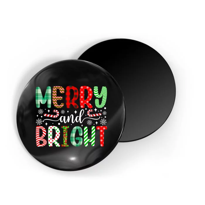 Merry And Bright Cute Christmas Holiday Long Sleeve Magnet