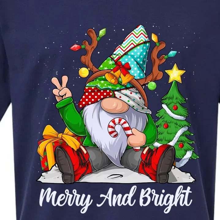 Merry And Bright Christmas Gnome Family Pajamas Matching Long Sleeve Sueded Cloud Jersey T-Shirt