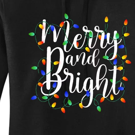 Merry and Bright Christmas Lights Xmas Holiday Women's Pullover Hoodie