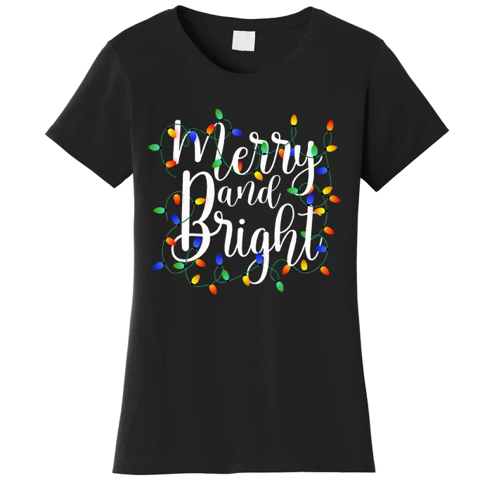 Merry and Bright Christmas Lights Xmas Holiday Women's T-Shirt