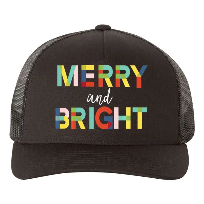 Merry And Bright Christmas Holiday Colorful Cheerful Yupoong Adult 5-Panel Trucker Hat