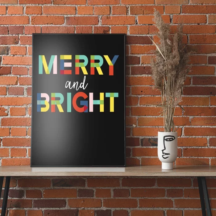 Merry And Bright Christmas Holiday Colorful Cheerful Poster