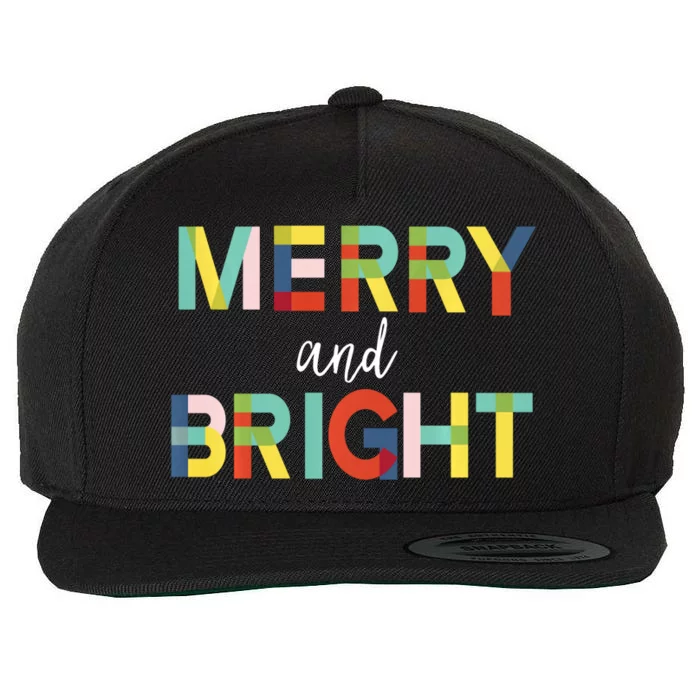 Merry And Bright Christmas Holiday Colorful Cheerful Wool Snapback Cap