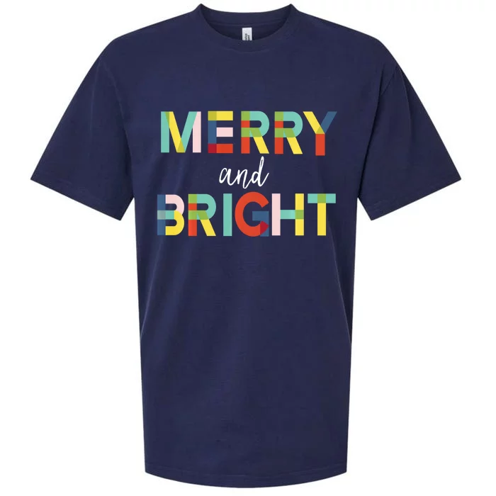 Merry And Bright Christmas Holiday Colorful Cheerful Sueded Cloud Jersey T-Shirt