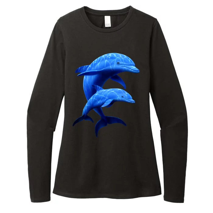 Mama And Baby Dolphin Womens CVC Long Sleeve Shirt