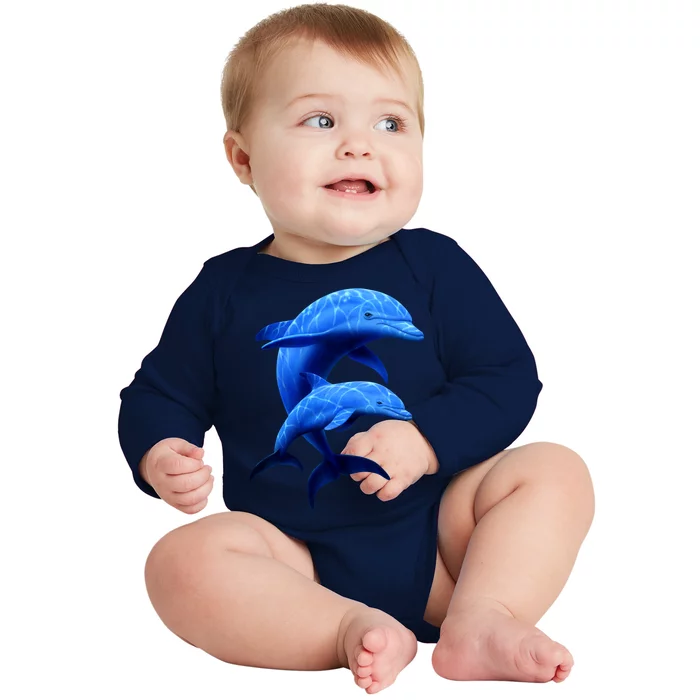 Mama And Baby Dolphin Baby Long Sleeve Bodysuit