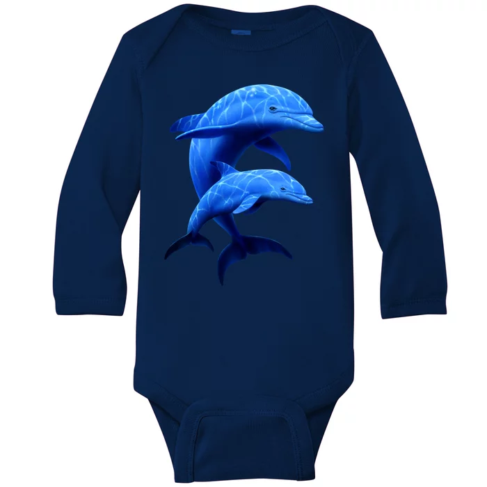 Mama And Baby Dolphin Baby Long Sleeve Bodysuit