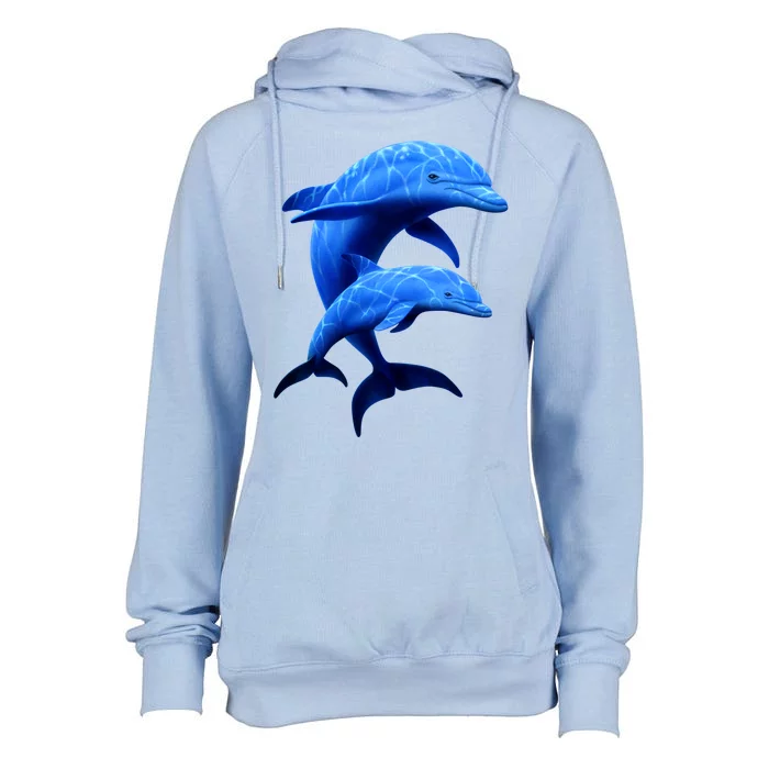 Mama And Baby Dolphin Womens Funnel Neck Pullover Hood