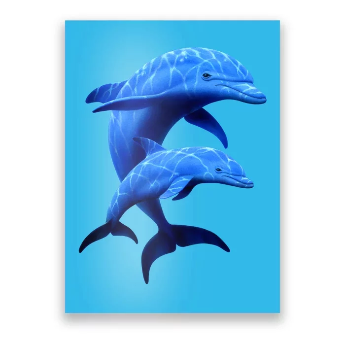 Mama And Baby Dolphin Poster