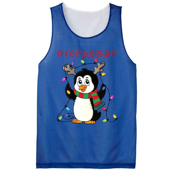 Merry And Bright . Merry And Bright Christmas Penguin Mesh Reversible Basketball Jersey Tank