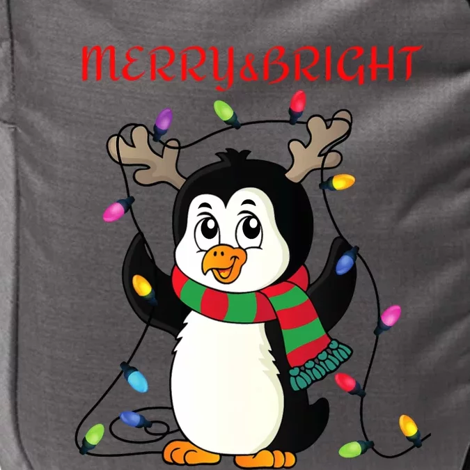 Merry And Bright . Merry And Bright Christmas Penguin Impact Tech Backpack