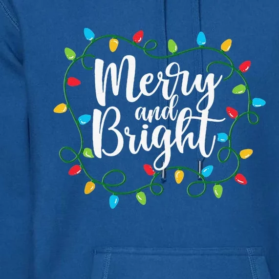 Merry And Bright Christmas Lights Family Matching Pajamas Premium Hoodie