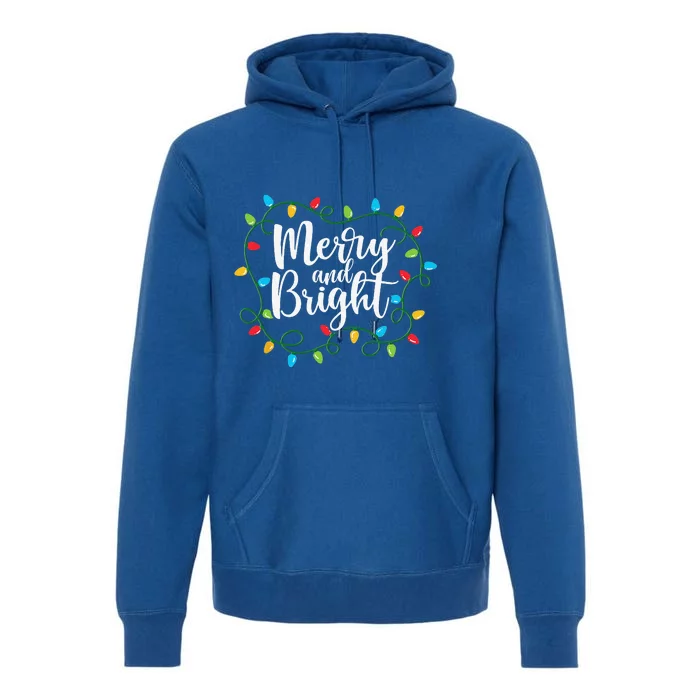 Merry And Bright Christmas Lights Family Matching Pajamas Premium Hoodie