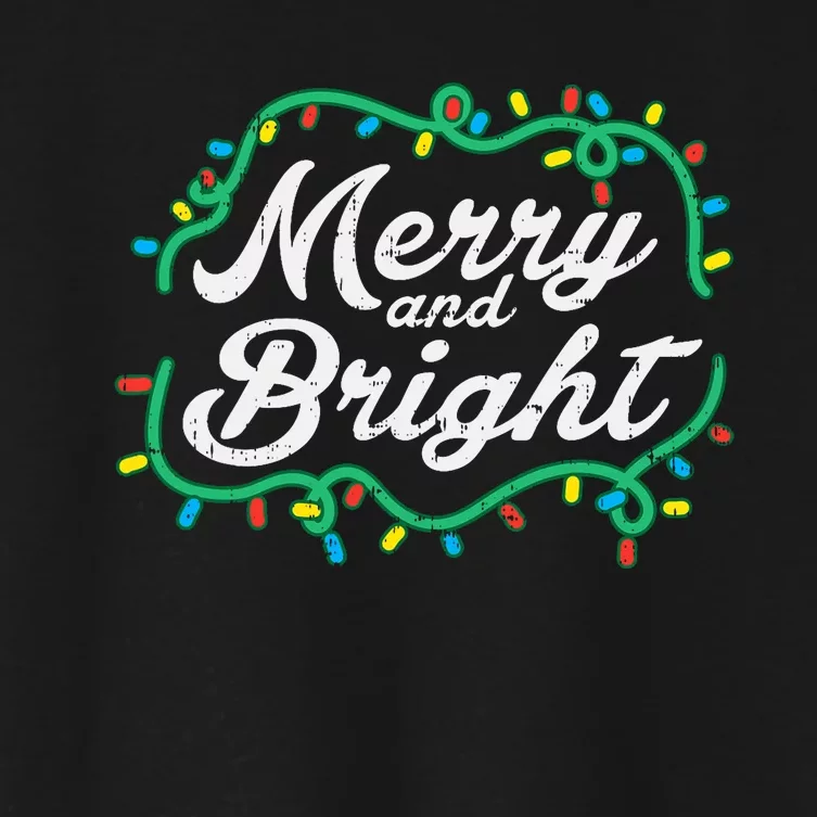 Merry And Bright Christmas Lights Cute Xmas Women's Crop Top Tee