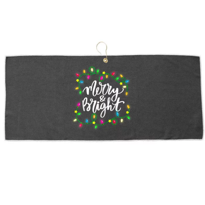 Merry And Bright Christmas Lights Large Microfiber Waffle Golf Towel