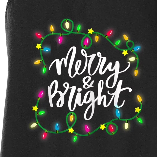 Merry And Bright Christmas Lights Women's Racerback Tank