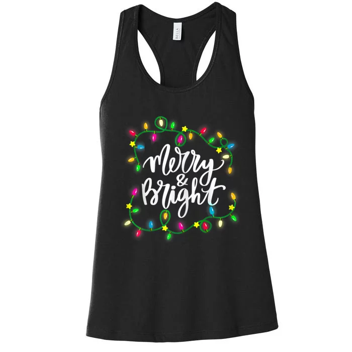 Merry And Bright Christmas Lights Women's Racerback Tank