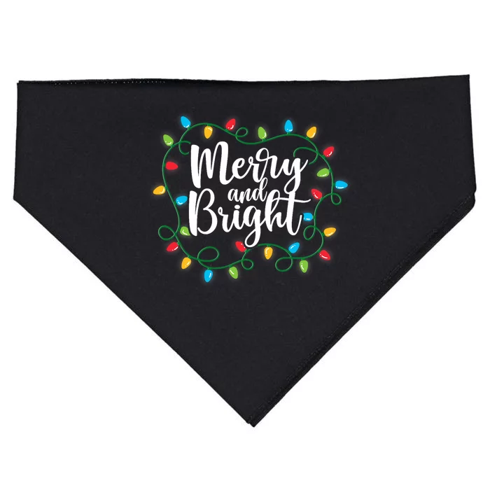 Merry And Bright Christmas Lights Family Matching Pajamas USA-Made Doggie Bandana