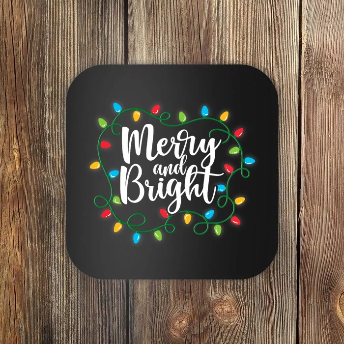 Merry And Bright Christmas Lights Family Matching Pajamas Coaster