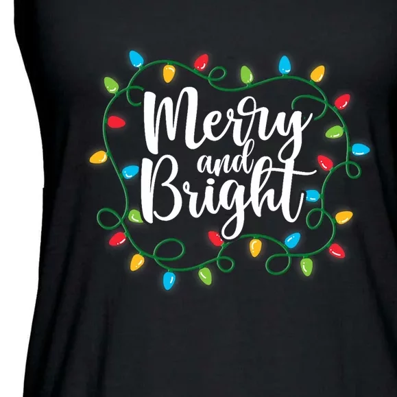 Merry And Bright Christmas Lights Family Matching Pajamas Ladies Essential Flowy Tank