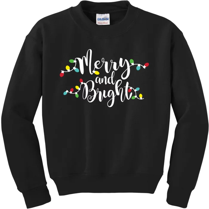 Merry And Bright Christmas Lights Gift Long Sleeve Kids Sweatshirt