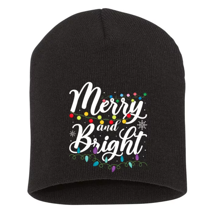 Merry And Bright Xmas Family Matching Christmas Short Acrylic Beanie