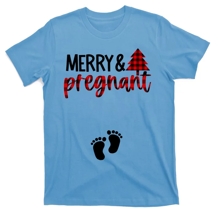 Merry And Bright Pregnant Christmas Pregnancy Announcet Funny Gift T-Shirt