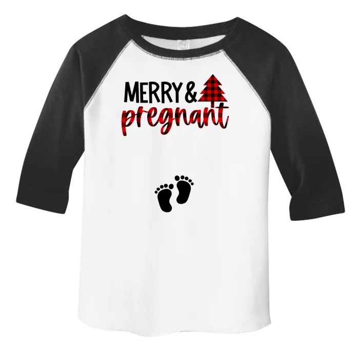 Merry And Bright Pregnant Christmas Pregnancy Announcet Funny Gift Toddler Fine Jersey T-Shirt