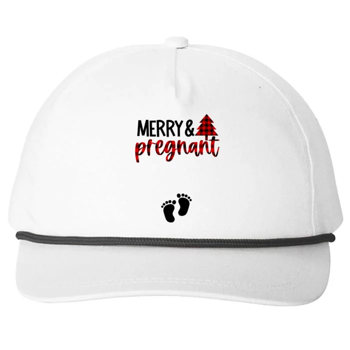 Merry And Bright Pregnant Christmas Pregnancy Announcet Funny Gift Snapback Five-Panel Rope Hat