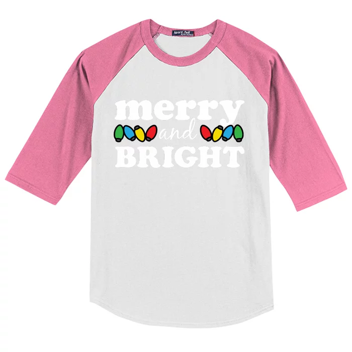 Merry And Bright Christmas Lights Hoodie Kids Colorblock Raglan Jersey