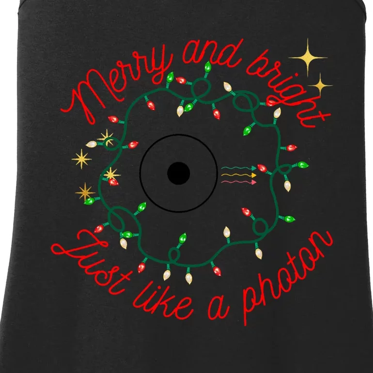 Merry And Bright Just Like A Photon Physics Christmas Ladies Essential Tank