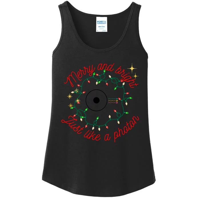 Merry And Bright Just Like A Photon Physics Christmas Ladies Essential Tank